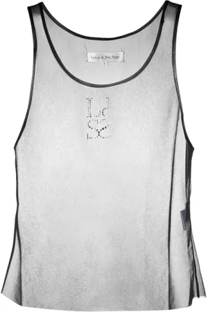 Ludovic De Saint Sernin Crystal-embellished mesh tank top