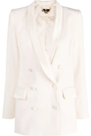 Elisabetta Franchi Double-breasted satin-trim blazer