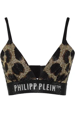 Philipp Plein Crystal-embellished leopard-print bra