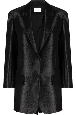 Sportmax Single-breasted metallic-finish blazer
