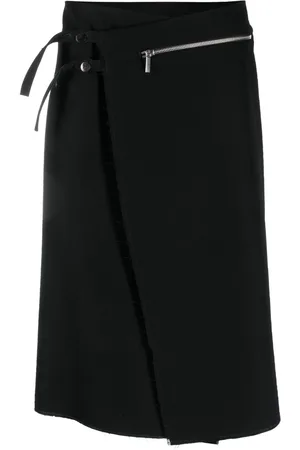 SAPIO N45 zip-up asymmetric wool skirt