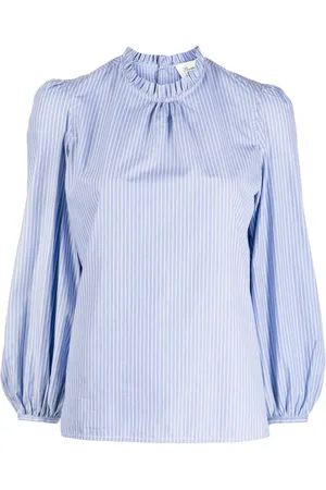 BONPOINT Ruffled-collar pinstripe blouse