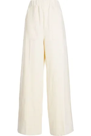 SYSTEM Elasticated-waistband velvet-finish flared trousers