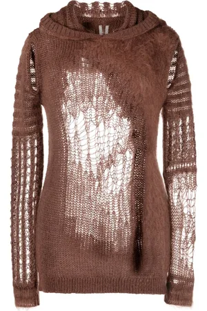 Rick Owens Perforated-design knitted hoodie