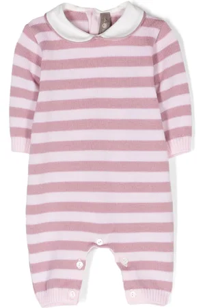 LITTLE BEAR Stripe-print virgin wool romper