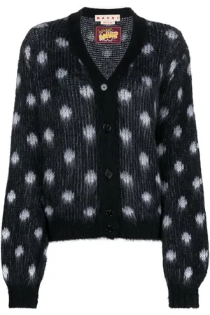 Marni Patterned intarsia-knit V-neck cardigan