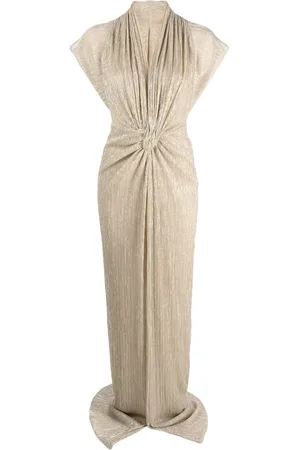 Costarellos Heda metallic-jersey hooded gown