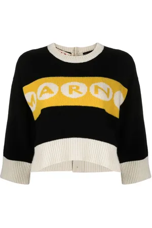 Marni Logo-intarsia cropped jumper