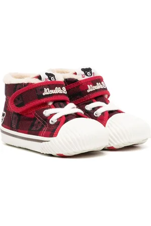 Miki House Check-print cotton sneakers