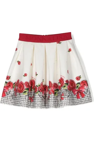 MONNALISA Floral-print logo-waistband skirt
