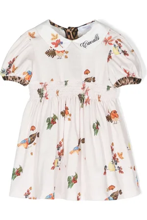 Roberto Cavalli Logo-embroidered graphic-print dress