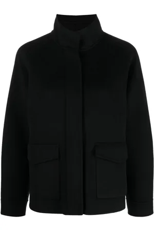 arma leder Funnel-neck long-sleeve wool jacket