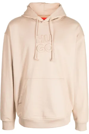 HUGO BOSS Logo-embossed drawstring cotton hoodie