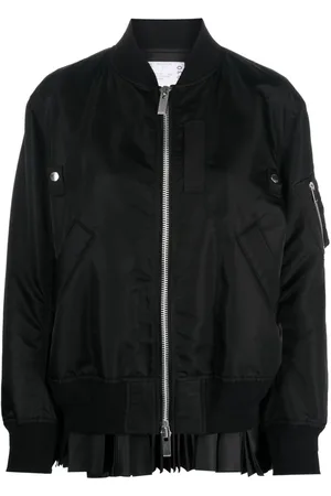 SACAI Pleated-hem zip-up bomber jacket