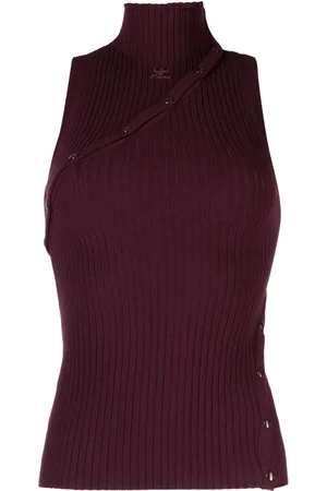 Courrèges Logo-embroidered ribbed tank top
