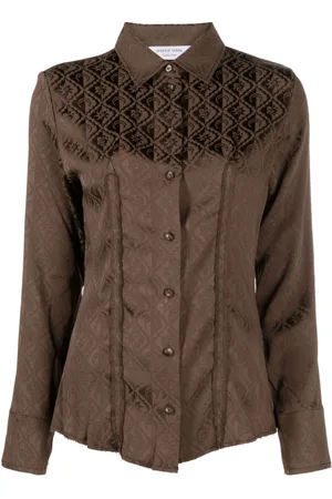 Marine Serre Moon Diamant jacquard satin shirt