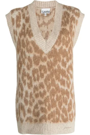 Ganni Leopard-jacquard vest