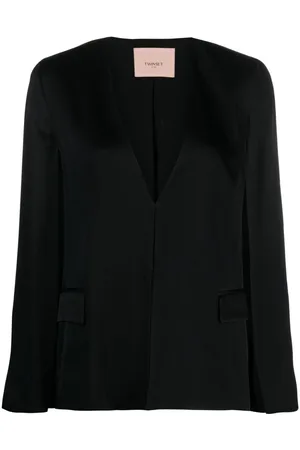 Twin-Set Side-slit logo-engraved blazer