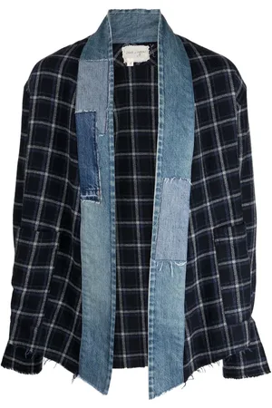 GREG LAUREN Patchwork checkered kimono jacket