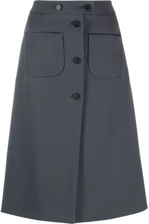 Courrèges A-line cotton midi skirt