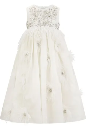Maison Ava Floral-motif tulle maxi dress