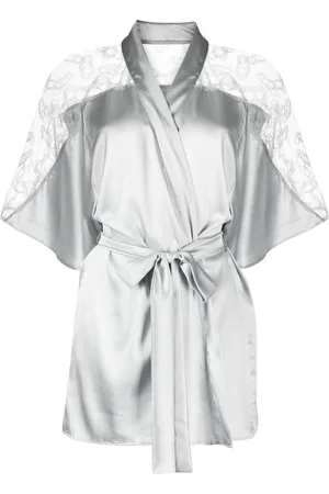 Fleur of England Sigrid lace-panelled satin robe