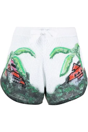AMIRI Graphic-print crochet-knit shorts