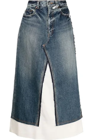 Maison Mihara Yasuhiro Layered denim flared skirt