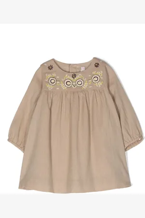 BONPOINT Embroidered-detail long-sleeved dress