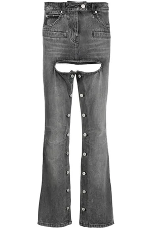 Courrèges Stud-embellished stonewashed bootcut jeans