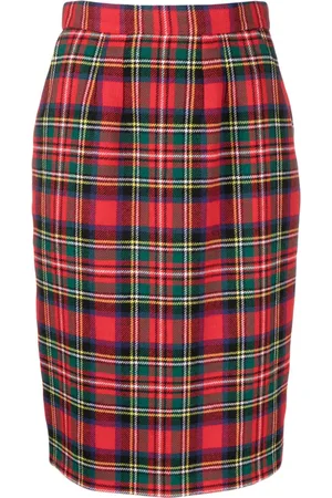 Saint Laurent Tartan-check pencil skirt