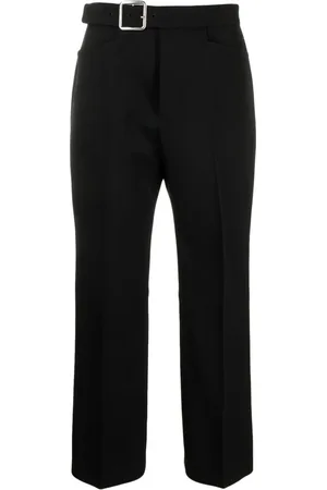 Jil Sander Buckled pleated flared wool trousers