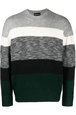 Emporio Armani Striped intarsia-knit jumper
