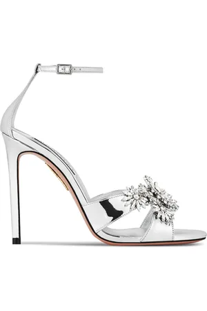 Aquazzura Crystal Margarita 105mm metallic sandals