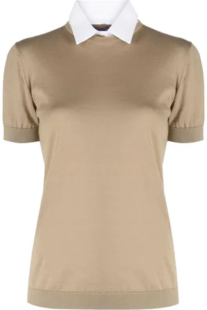 Ralph Lauren Pointed-collar layered fine-knit jumper