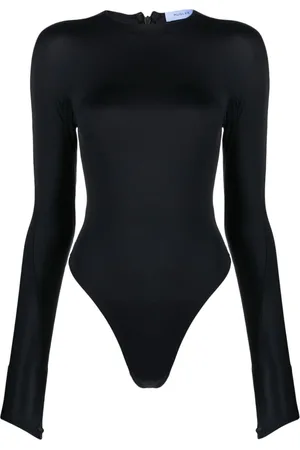 MUGLER Logo-embossed long-sleeve bodysuit