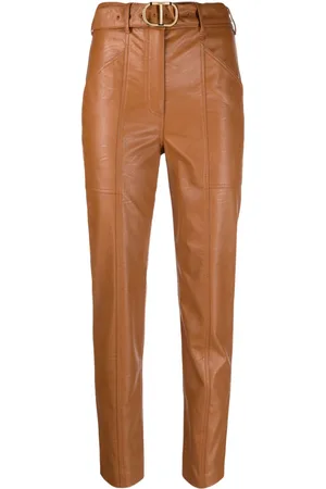 Twin-Set Belted faux-leather trousers