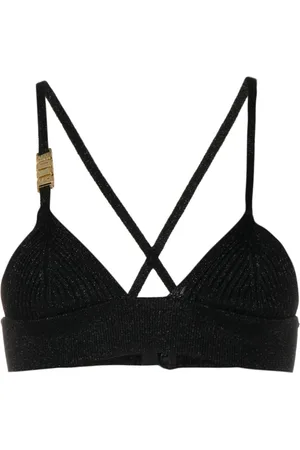 GCDS Logo-plaque lurex cropped top