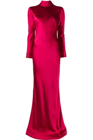 Michelle Mason Open-back long-sleeve gown dress