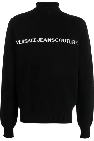VERSACE Logo-print roll-neck jumper
