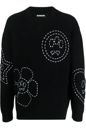 BARROW Embroidered ribbed-knit jumper