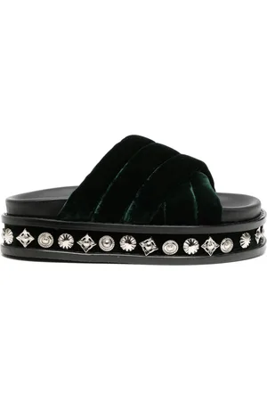 TOGA PULLA Stud-embellished velvet slides