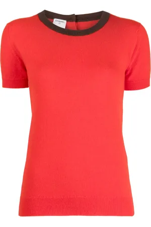 CHANEL Crew-neck wool knitted top