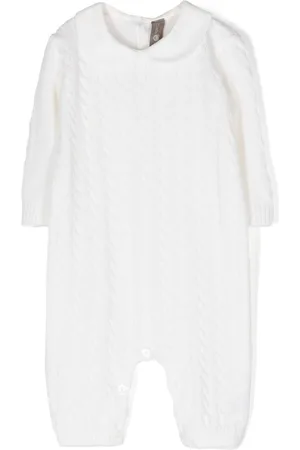 LITTLE BEAR Fine-knit bib-collar romper