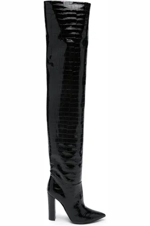 Serafini 120mm crocodile-embossed leather boots