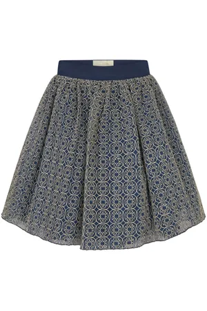Elie saab Logo-embroidered pleat-detailing skirt