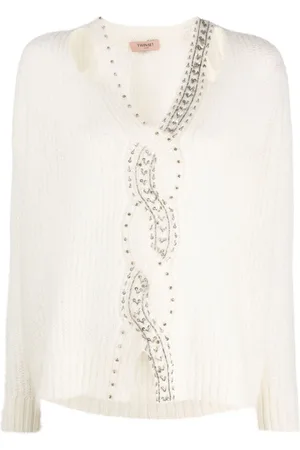 Twin-Set Sequin-embellished V-neck jumper