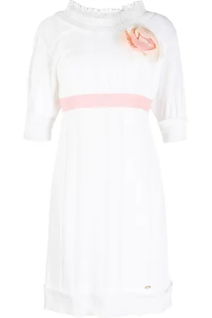 CHANEL Rose-appliqué minidress