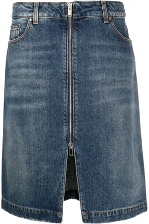 Stella McCartney Whiskering-effect denim midi skirt