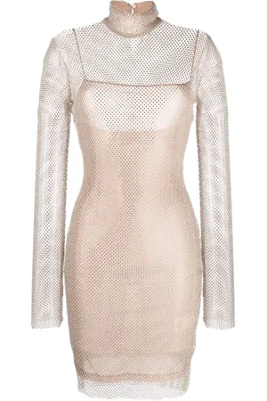 GENNY Rhinestoned high-neck dress